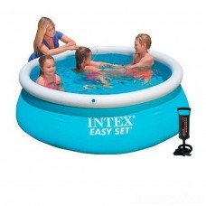  Бассейн надувной детский Intex Easy Set Pool трёхслойный Комплектация эксклюзив + (насос, подстилка) 183х51 см (int-28101-2)