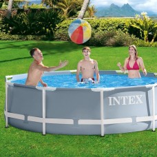 Каркасный семейный бассейн Intex 305х76 см Prism Frame™ c эффектом мозаики + фильтр-насос 2006 л/ч, тент, подстилка (int-28700-4)