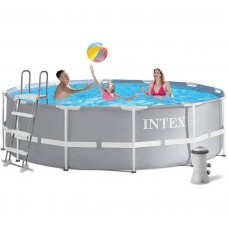 Каркасный бассейн Intex 366х122 см с эффектом мозаики фильтр-насос 3 785 л/ч тент подстилка лестница