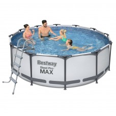 Каркасный бассейн MAX Steel Pro™ Bestway 366х122 см  с эффектом мозаики лестница тент