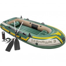 Трехместная надувная лодка Intex Seahawk 3 Set Original 295х137х43 с алюминиевыми веслами подушками и насосом (int-68380)